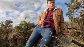 Getting Off in the forest, climb on, outdoors, nature, lumberjack. PUBLIC SITE