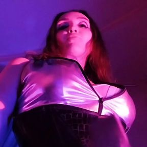 Dominatrix Eva Latex Fetish Mistress Femdom Pussylick Slave Mask Lick Panties BDSM Hot MILF Silver Dress Stockings