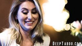 Paige Owens takes on two hard cocks at once & deepthroats like a pro