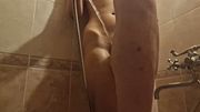 Anastasia Mistress washes in the shower and then punishes the slave with a strapon Sasha Earth