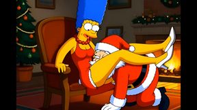 Santa Claus Fucks Married Housewife Marge Simpson on Christmas Day