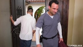 Lovely girl Diana Grace is riding another man next to her husband