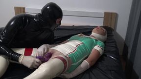 Hot Latex Nurse Got an Orgasm with a Purple Toy He Was Playing