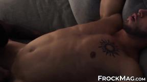 ”Muscular Johnny Bronco flexes muscles while bouncing his big ass on the big blac”