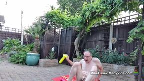 Outdoor anal dildo fun while locked in chastity with Mike Essex