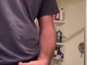 Horny frat boy caught jerking off in college bathroom