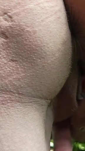 Solo masturbation outdoors in bathrobe and golden shower close up