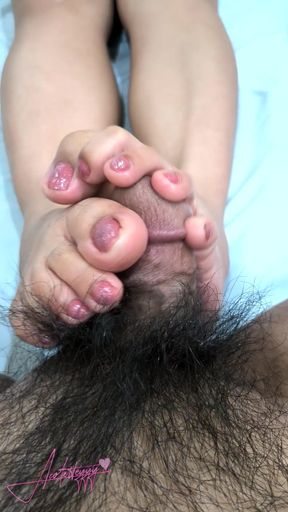 She Toejob Edges His Cum Until Her Big Toe Teases His Cum Out