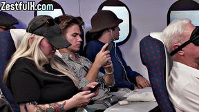 Hairy ebony cuntbanged on a plane