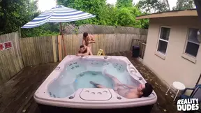 Dark-haired Valentino Lets His Horny Bf Tim Hanes Fuck Him Next To The Hot Tub - Hot DUDES