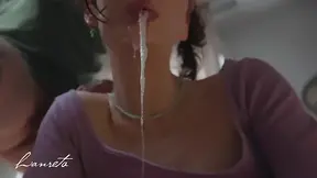 Amateur Lanreta gives a sloppy blowjob and face fuck