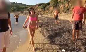 Hottest beach fuck ever - gang bang in public