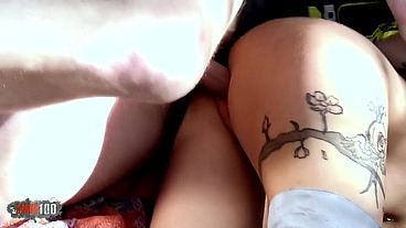 Outdoor gonzo video with Stefani Tarrago cute blonde spanish babe