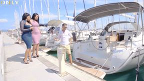 Busty Honey Demon &amp; Kesha Ortega awesome 3some in the boat