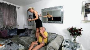 Kissing & Massaging Her Legs Whilst She Tramples His Legs