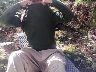 Smokin' and stripping at camp. Such a charming day to show off my soft schlong