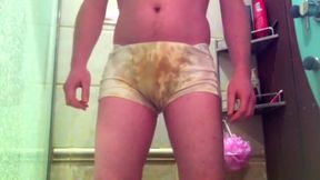 Piss and cum in dirty underwear
