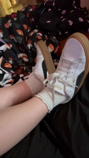 Taking off stinky shoes and socks