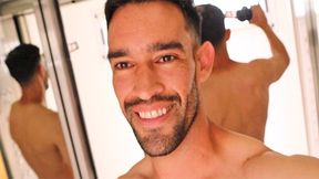 Steamy sport fellow ambles naked on tunnel, elevator and heads to the street door. RISKY