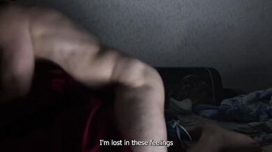 Horny guy unleashed with pillow fucking and loud moaning until intense orgasm