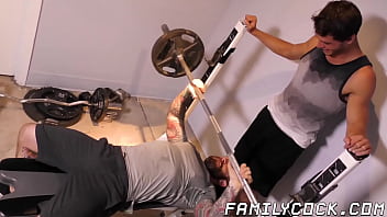 Hunky stepdad hammering twinks tight ass after workout