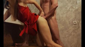 Fisted a beauty in a red dress