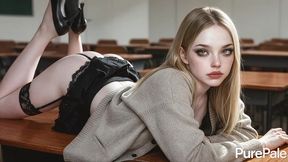 a pale-skinned bitch was taking a test on how to give a great blowjob.[ai]