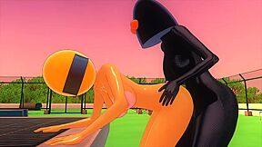 Black Futanari Cock Fucks Busty Green Chick From Among Us