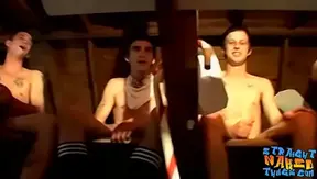 Straight Guys Masturbate Together in Attic for Hot Jerk Off Session