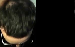 Hot bearded guy sucking guy in public restroom