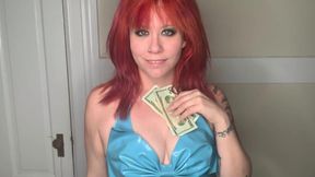 Add to my power and wealth  blue latex redhead worship femdom findom