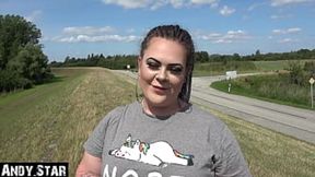 CHUBBY GERMAN GIRL FUCKED ON THE DIKE, CUMSHOT IN MOUTH