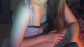 Lovely Asian teen babe in her bedroom chatting with a guy
