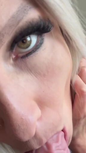 Thrilling moment from &quot;Petite Blonde MILF dildo blowjob mirror and POV&quot;