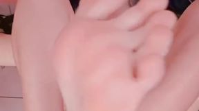 Skinny eGirl with cute voice plays games and teases feet