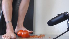 ASMR tomatoes barefoot smooshing