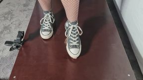 Trampling my Slaves cock in my well worn Converse 2Cam Angles