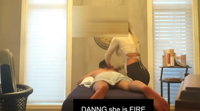 Norwegian blonde massage therapist works on her American client in a sunlit therapy room
