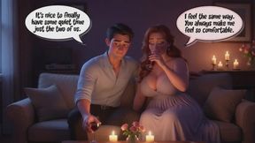 A Forbidden New Year Passion Ignites Between Close Friends in the Moonlit Backyard AI generated