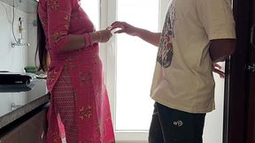 Aunt's fucking: The young nephew fucked the step aunt with a big ass hard after wearing a female condom
