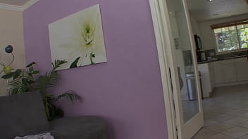 Her tight pussy is mostly shaved and she has a cute little bubble butt that she shows you...