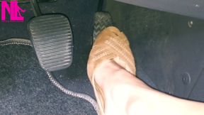 Revving and Driving in Light Brown Peeptoe Sandals