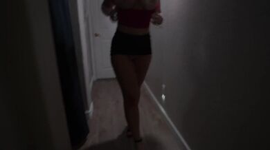 Blonde milf in heels gets face fucked deep throat leaves cum on tits