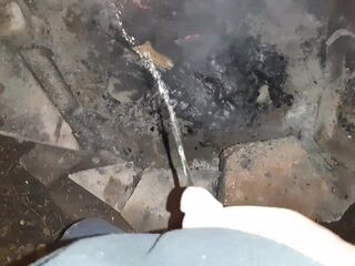 Pissing outside on the fire
