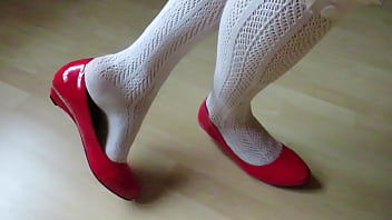 red patent kitten heels and knee socks, Isabelle-Sandrine loves to shoeplay and to tease