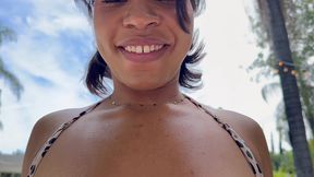 tan skin babe ami bue suck and lick a big cock on pov