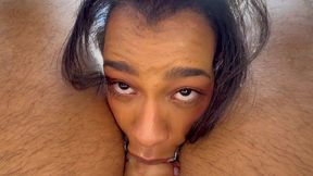 tan skin babe ami bue suck and lick a big cock on pov