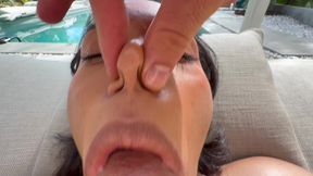 tan skin babe ami bue suck and lick a big cock on pov