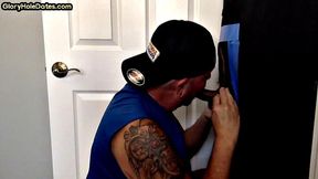 Gloryhole DILF spoils cock in homemade BJ