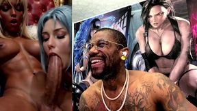 transgender bbc queen getting her hard goon cock deepthroated by a cute cock whore, ai generated